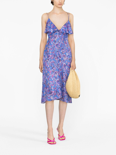 Isabel Marant Paysa Printed Silk-blend Midi Dress In Blue