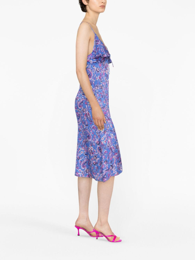 Isabel Marant Paysa Printed Silk-blend Midi Dress In Blue