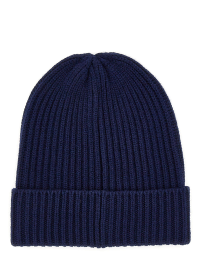 Shop Kenzo Knit Hat With Logo In Blu