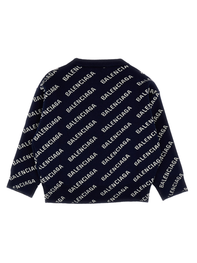 Shop Balenciaga Logo Sweater In Blue