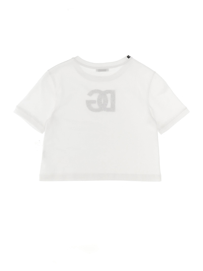 Shop Dolce & Gabbana Rhinestone Logo T-shirt In White