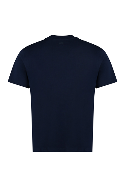 Shop Ami Alexandre Mattiussi Logo Cotton T-shirt In Blue