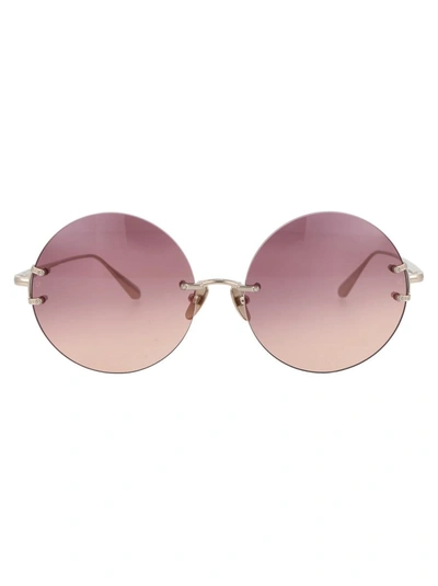 Shop Linda Farrow Sunglasses In Light Gold / Wine Grad