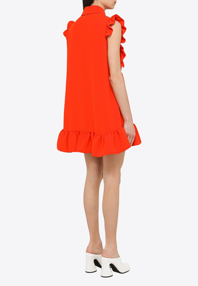 Shop Sportmax Ferito Ruffled Mini Dress In Red