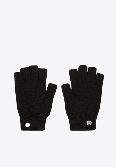 Shop Rick Owens Fingerless Wool Gloves In Black