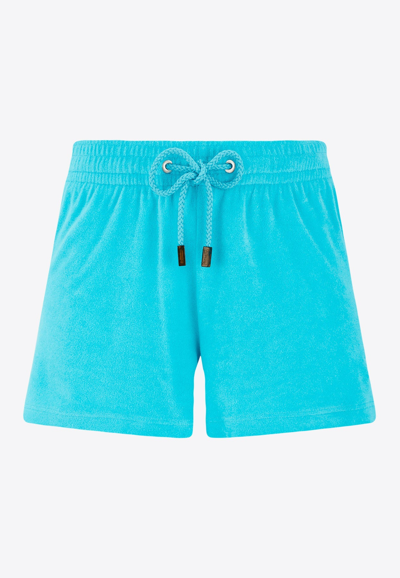 Shop Vilebrequin Fiona Terry Drawstring Shorts In Blue