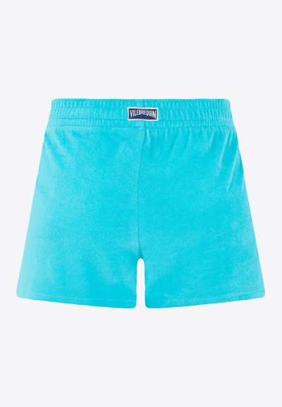 Shop Vilebrequin Fiona Terry Drawstring Shorts In Blue
