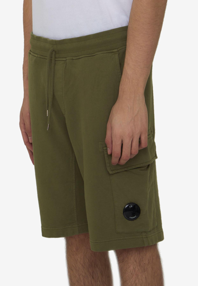 Shop C.p. Company Fleece Bermuda Shorts In Khaki