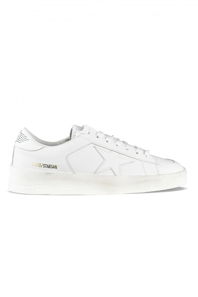 Golden Goose White Stardan Leather Sneakers With Star Motif In White