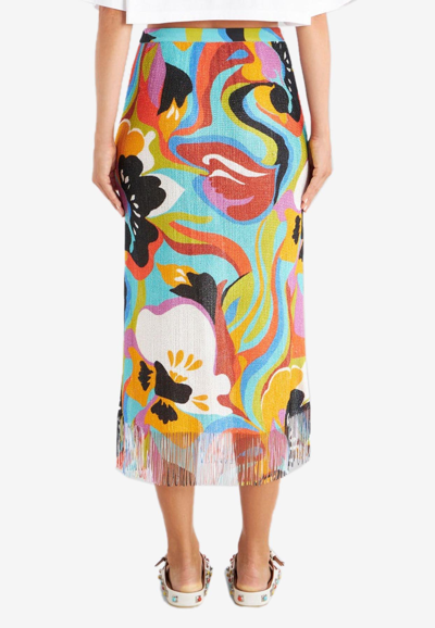 Etro Floral Wave Crochet Midi Skirt In Multicolor