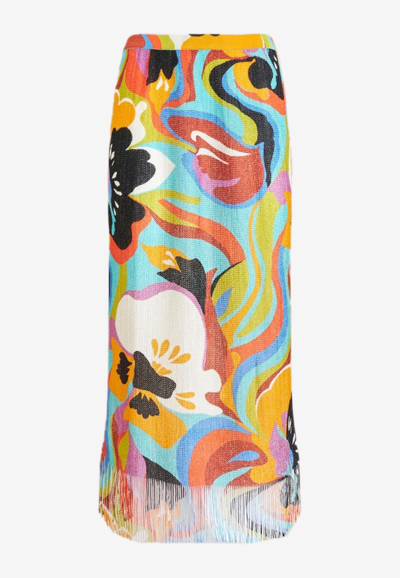 Etro Floral Wave Crochet Midi Skirt In Multicolor