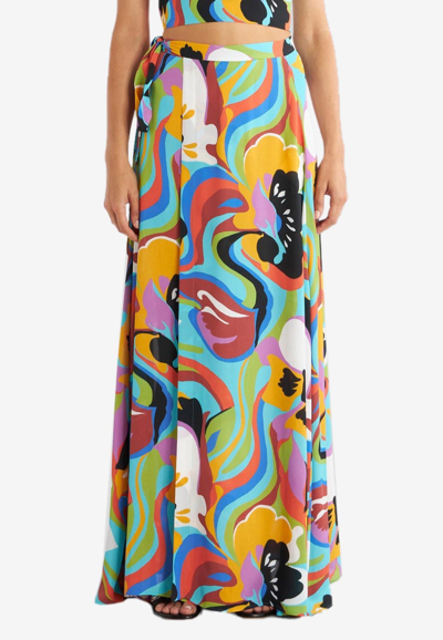 Etro Long Wrap Skirt With Floral Waves In Multicolor