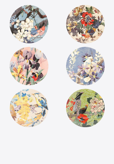 Shop Etro Home Floral-print Plate Set - 6 Pieces In Multicolor