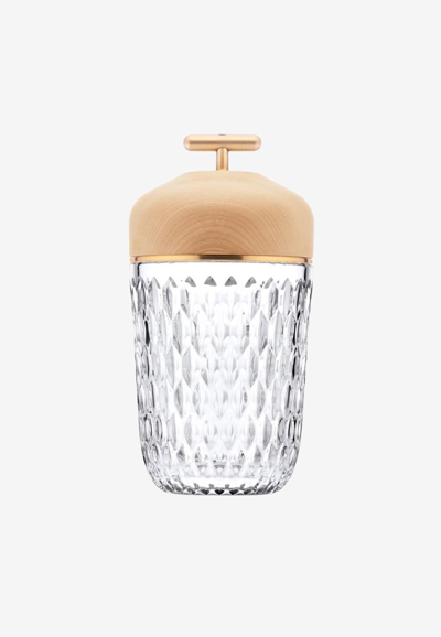 Saint Louis Folia Portable Lamp In Ash Wood And Clear Crystal In Transparent