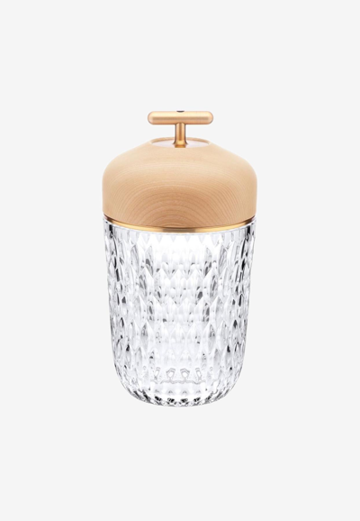 Saint Louis Folia Portable Lamp In Ash Wood And Clear Crystal In Transparent