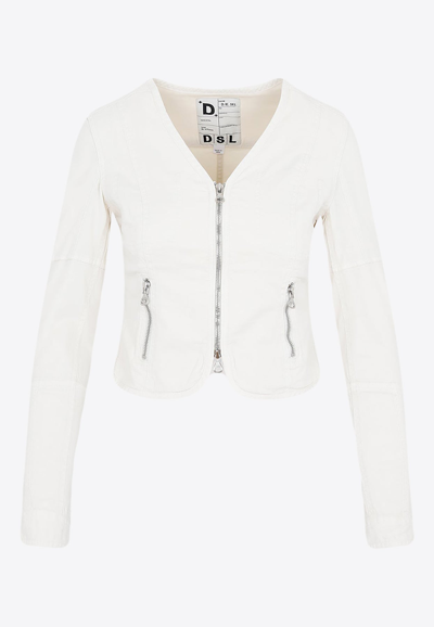 Shop Diesel G-lan Satin Zip-up Jacket In White