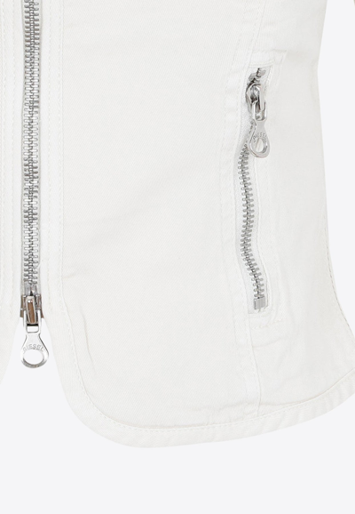 Shop Diesel G-lan Satin Zip-up Jacket In White