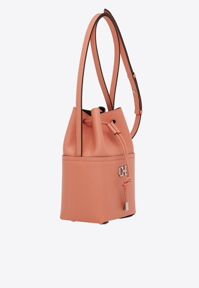 Ferragamo Gancini Bucket Bag In Coral