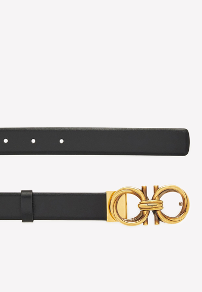 Ferragamo Gancini Buckle Belt In Calf Leather In Black
