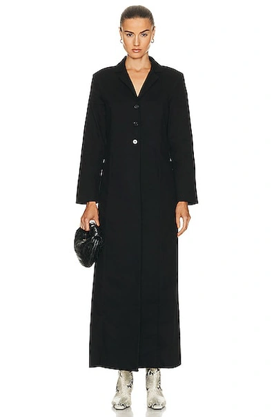 Shop Nour Hammour Lydia Stretch Denim Fit & Flare Coat In Black