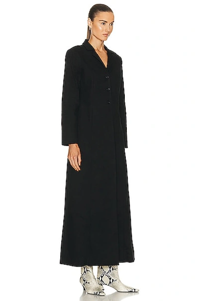 Shop Nour Hammour Lydia Stretch Denim Fit & Flare Coat In Black