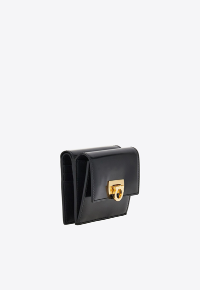 Ferragamo Gancini Compact Wallet In Black