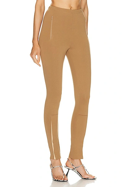 Wardrobe.nyc High-waisted Leggings With Side Zip Pockets In Tan