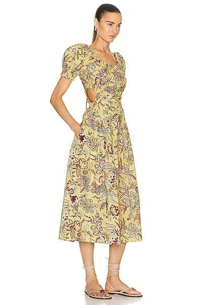 Ulla Johnson Golda Floral Cotton Puff-sleeve Midi Dress In Calla Lily
