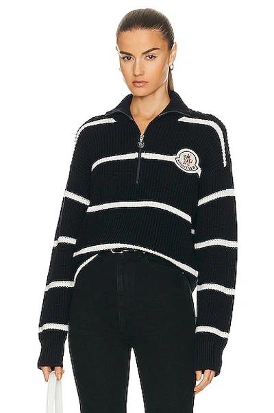 Shop Moncler Turtleneck Sweater In Blue Navy