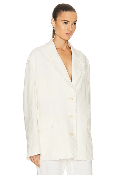 Shop Acne Studios Rugged Hem Blazer In Warm White