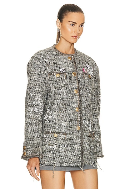 Shop R13 Slouch Tweed Jacket In Grey
