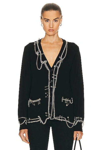 Shop R13 Chain Embellished Cardigan In Black & Paint