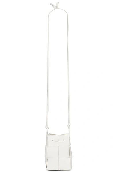 Shop Bottega Veneta Mini Crossbody Bucket Bag In White & Gold
