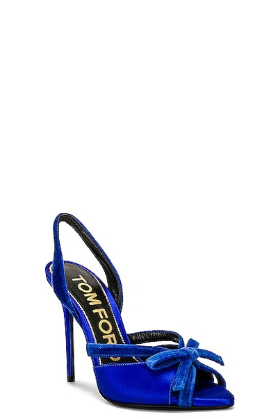 Shop Tom Ford Velvet Bow 105 Sandal In Electric Blue