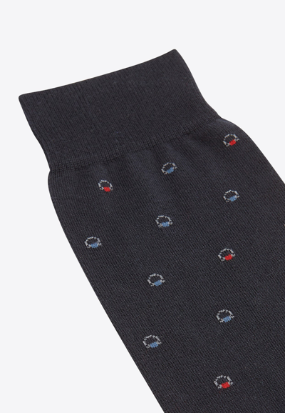 Ferragamo Medium Gancini Jacquard Sock In Navy