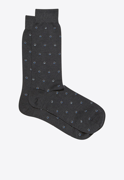 Shop Ferragamo Gancini Jacquard Socks In Gray