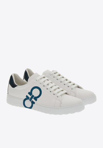 Ferragamo Gancini-print Low-top Sneakers In White