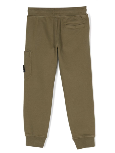 Shop Stone Island Junior Compass-motif Cotton Track Pants In Green