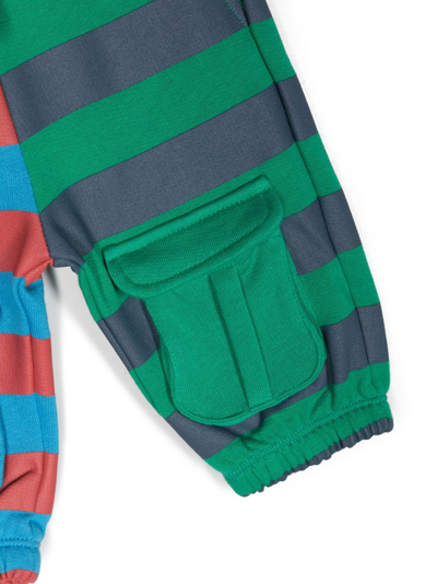 Stella Mccartney Striped Drawstring Cotton Track Pants In Green