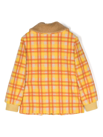 Shop Gucci Checkered Wool Bomber Jacket In Yellow