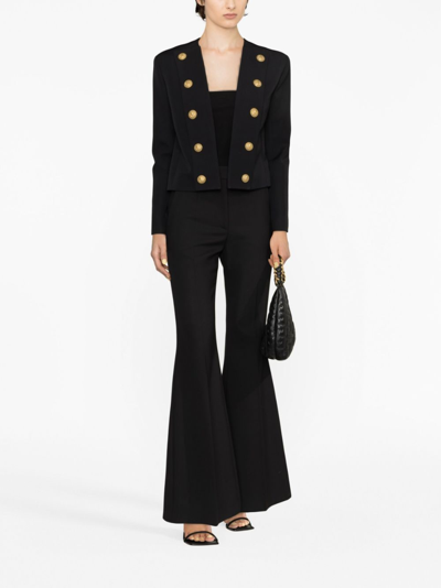 Balmain Cotton-blend Fitted Jacket In Black