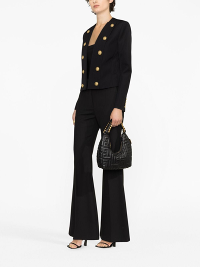Balmain Cotton-blend Fitted Jacket In Black