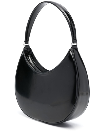 Shop Msgm Logo-debossed Faux-leather Hobo Bag In Black