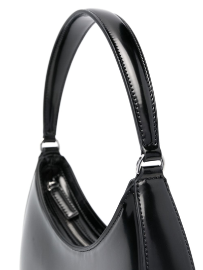 Shop Msgm Logo-debossed Faux-leather Hobo Bag In Black