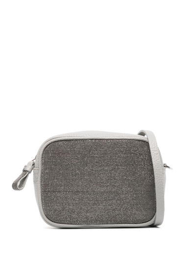 Shop Fabiana Filippi Rhinestone-embellished Crossbody Bag In Grey