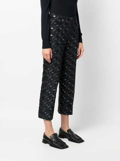 Fabiana Filippi Patterned-jacquard Cropped Trousers In Blue