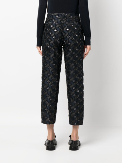 Fabiana Filippi Patterned-jacquard Cropped Trousers In Blue