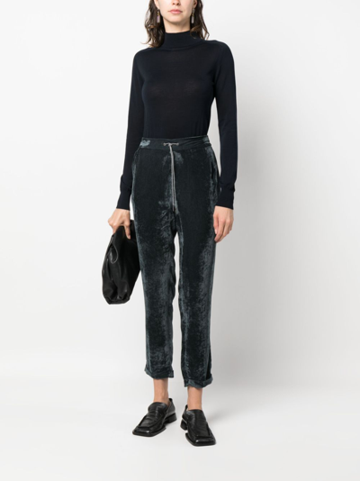 Shop Fabiana Filippi Drawstring-waist Velvet Trousers In Green