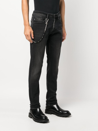 Shop Sartoria Tramarossa Chain-detail Slim-fit Cotton Jeans In Black