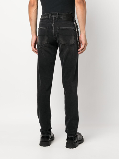 Shop Sartoria Tramarossa Chain-detail Slim-fit Cotton Jeans In Black